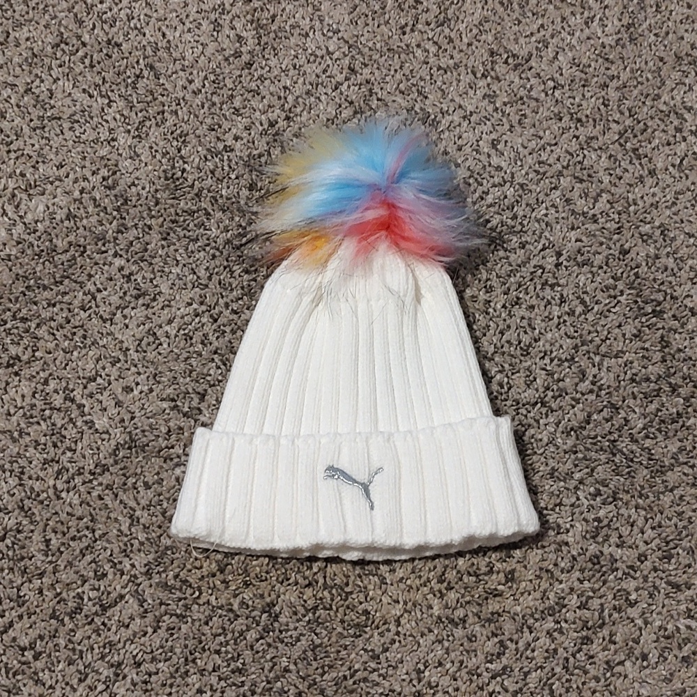 Girls Puma Pom Beanie Hat